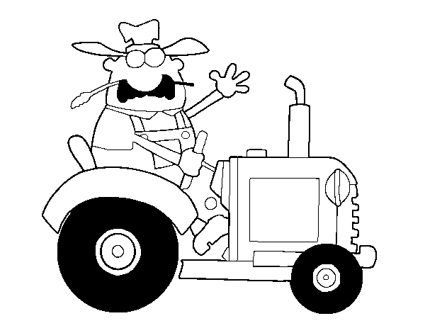 Farmer on his tractor coloring page
