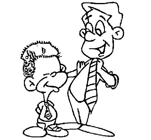 Father and son coloring page