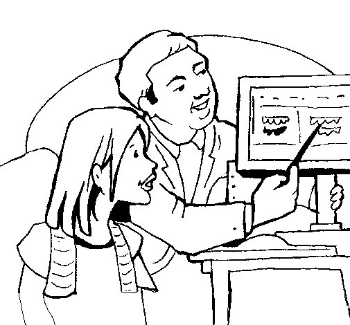 Father teaching daughter coloring page