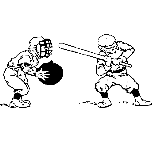 Fielder and batter coloring page