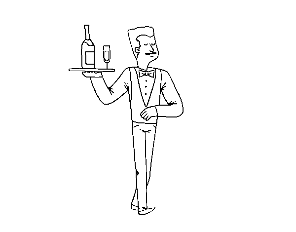 French waiter coloring page