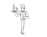 French waiter coloring page