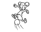 Girl playing football coloring page