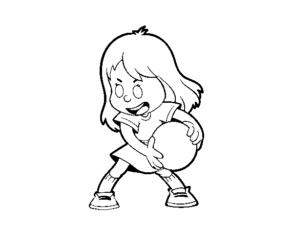 Girl with a ball coloring page