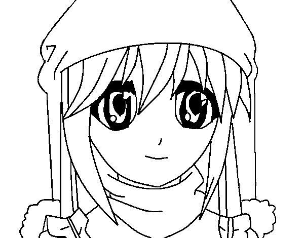 Girl with hat coloring page