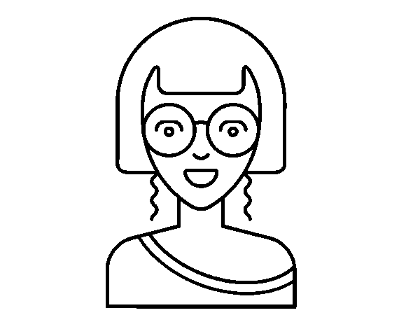Girl with round glasses coloring page