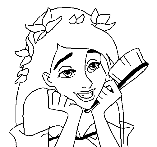 Girl with toothbrush in hand coloring page
