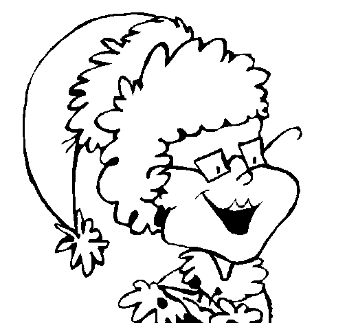 Grandmother with Christmas hat coloring page