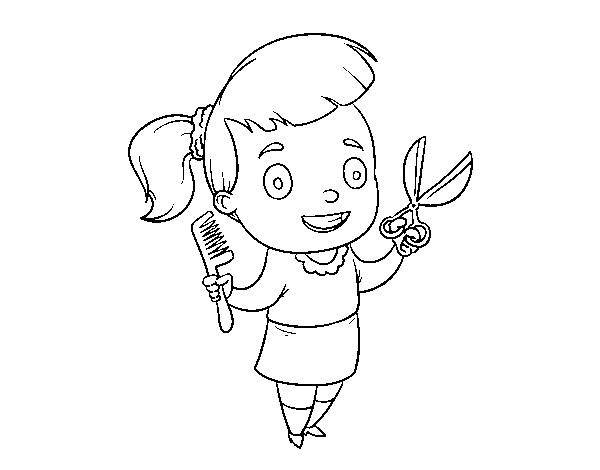 Hairdresser with scissors and comb coloring page