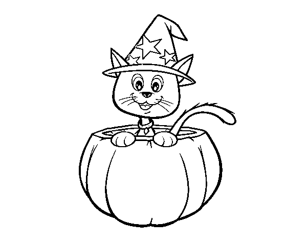 Halloween kitten coloring page