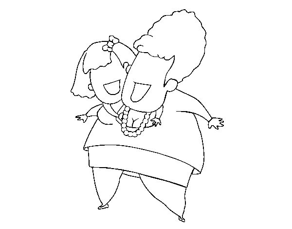 Happy mother and daughter coloring page