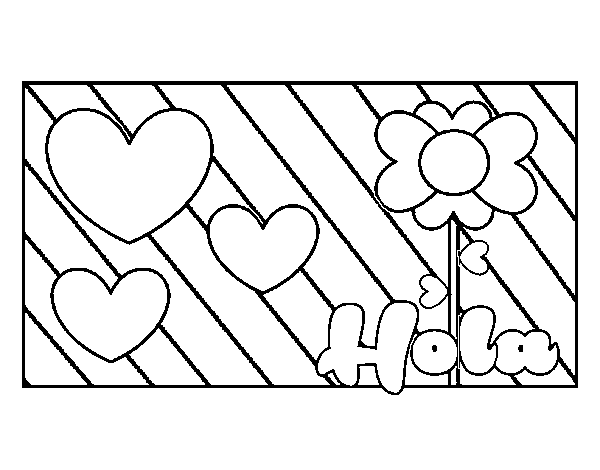 Hello with love coloring page