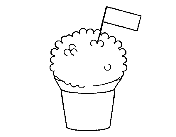 Ice-cream with flag coloring page