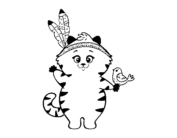 Indian kitten coloring page