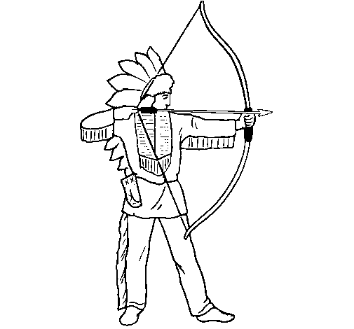 Indian with bow coloring page