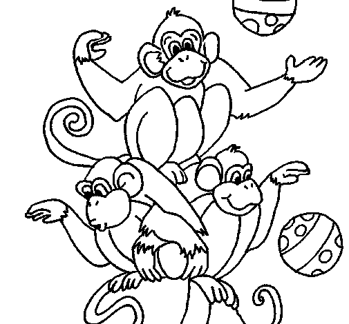 Juggling monkeys coloring page