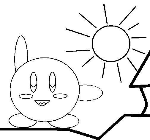 Kirby on a sunny day coloring page