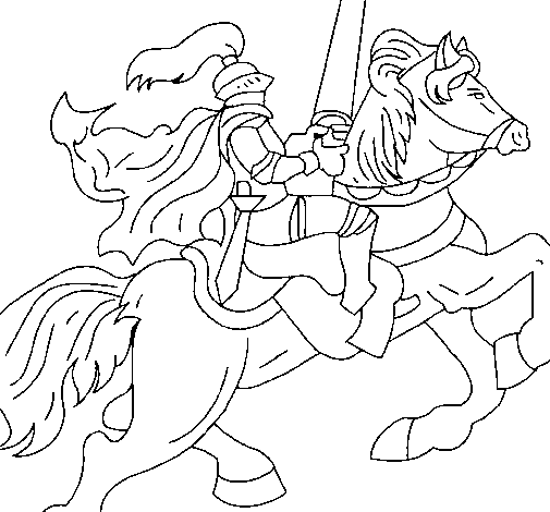 Knight on horseback coloring page