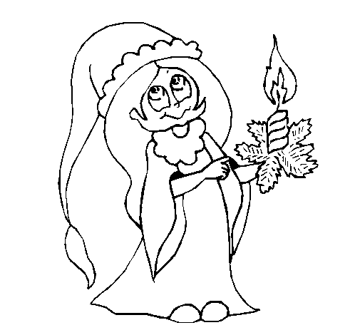 Lady with a candle coloring page