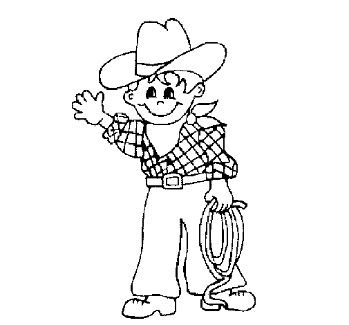 Little cowboy coloring page