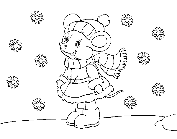Little rat Sheltered at Christmas coloring page