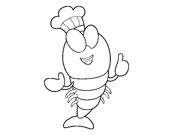 Lobster chef coloring page