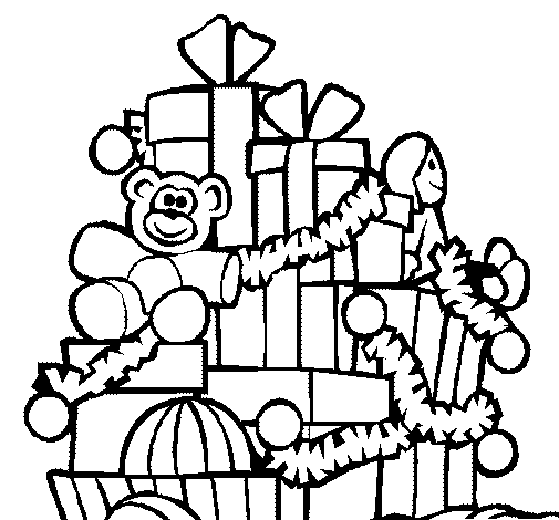 Lots of presents coloring page