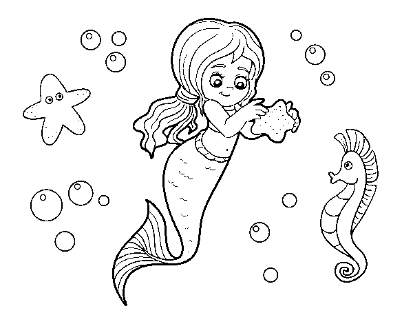 Lovely mermaid coloring page