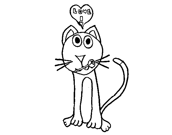 Lover cat coloring page