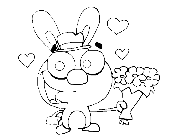 Lover rabbit coloring page