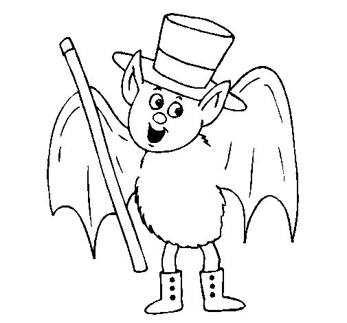 Magician bat coloring page