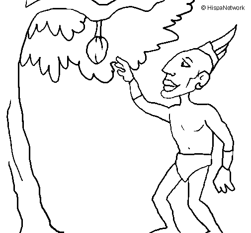 Mayan in fruit tree coloring page