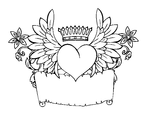 Message with heart coloring page