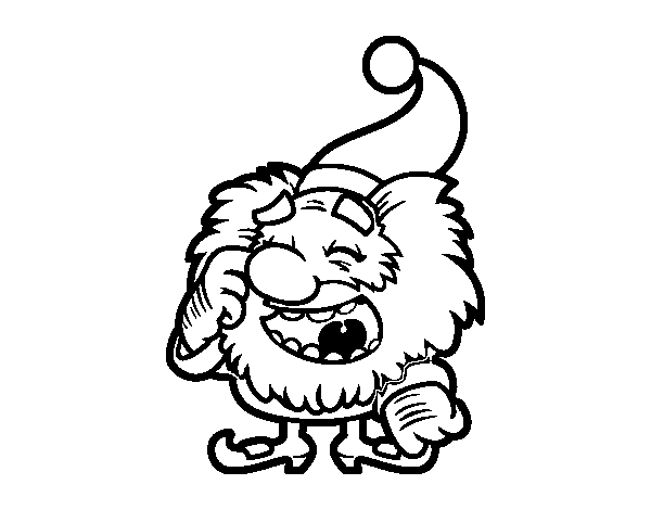 Mini Santa Claus laughing coloring page