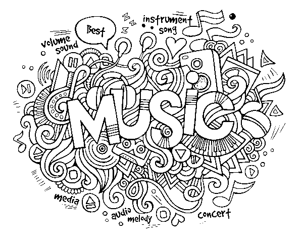 Musical collage coloring page