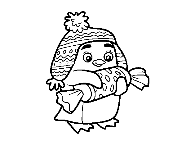 Penguin with sweet coloring page