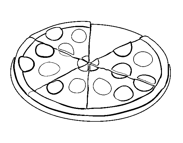Pepperoni pizza coloring page