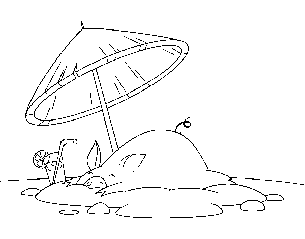 Piglet on the beach coloring page