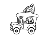 Pizza food truck coloring page