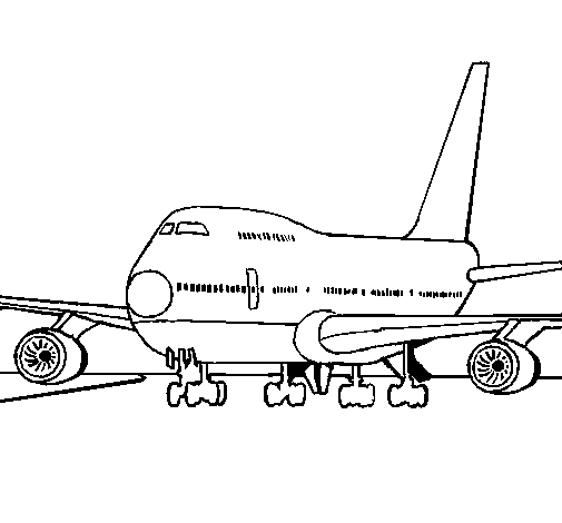 Plane on runway coloring page