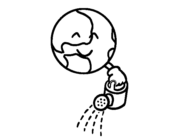 Planet wit watering can coloring page