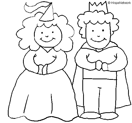 Princess and king coloring page