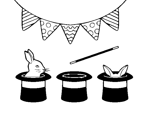Rabbit and top hat coloring page