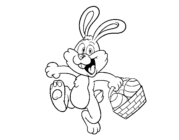 Rabbit searching easter eggs coloring page