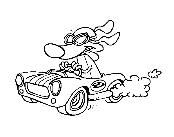 Racing dog coloring page