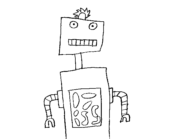 Robot drawn coloring page