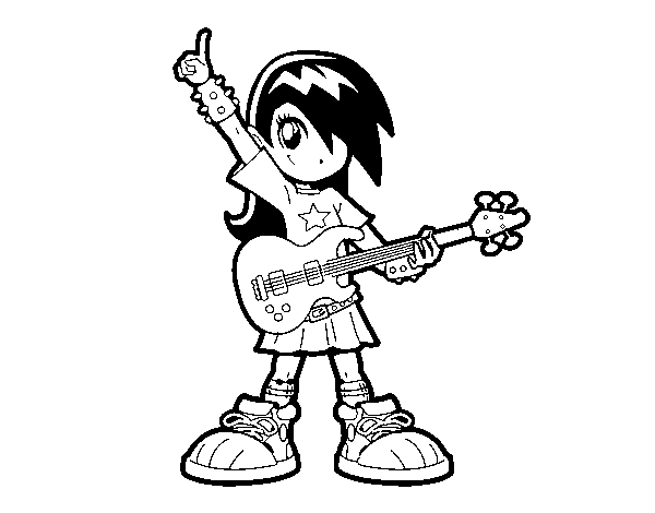 Rocker girl coloring page