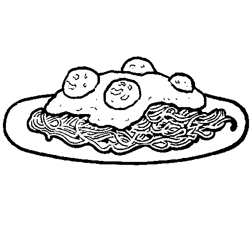 Spaghetti with meat coloring page