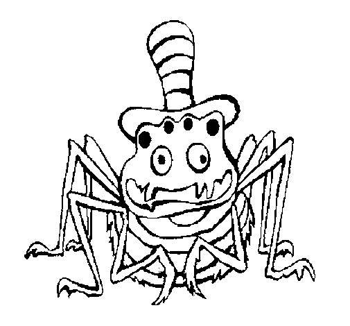 Spider with hat coloring page