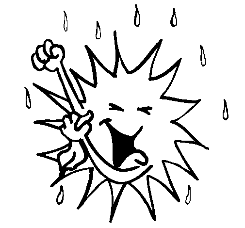 Sun having a shower coloring page